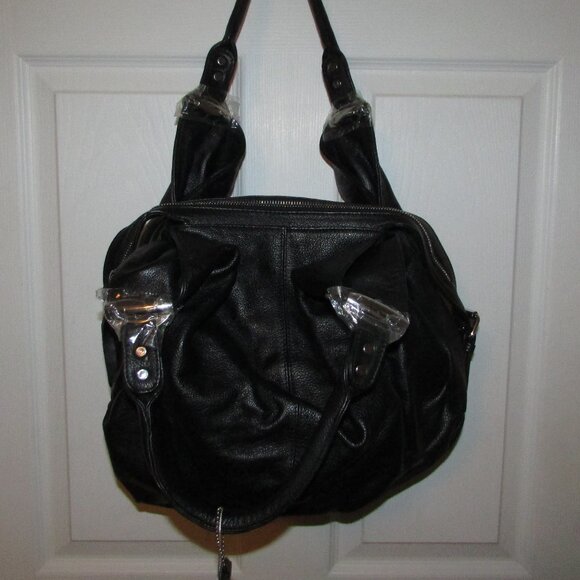 Leather Black Unique Hobo Handbag - NEW - Picture 7 of 13